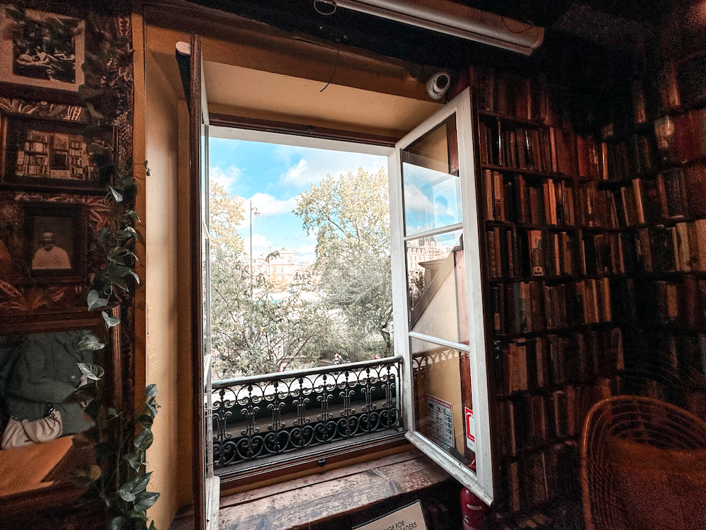 Window inside Shakespeare and Company