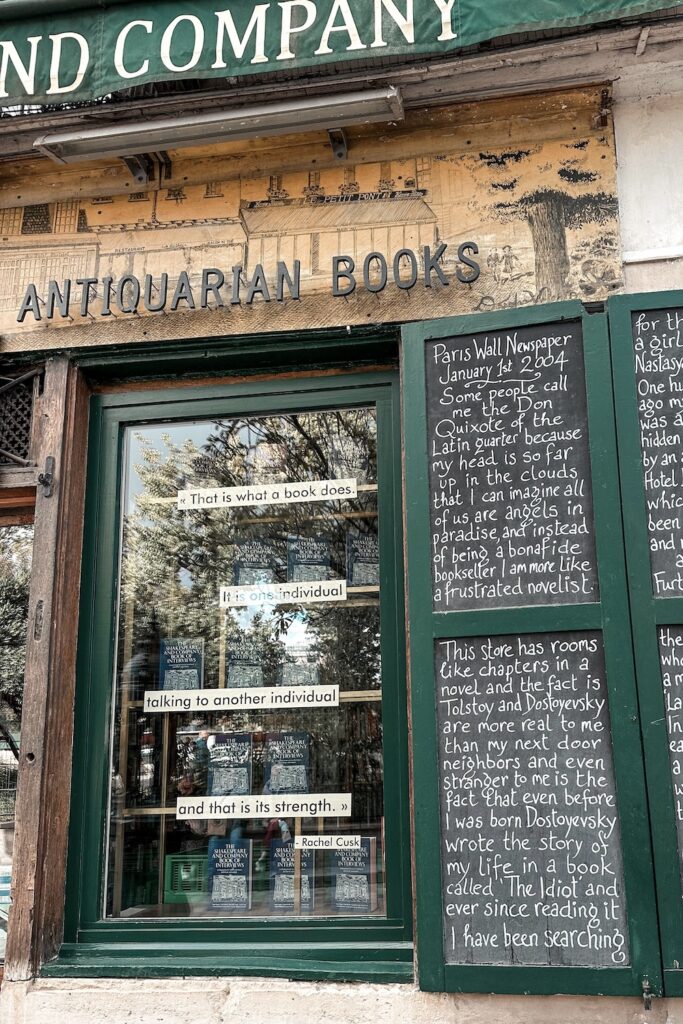 Window outside Shakespeare and Company